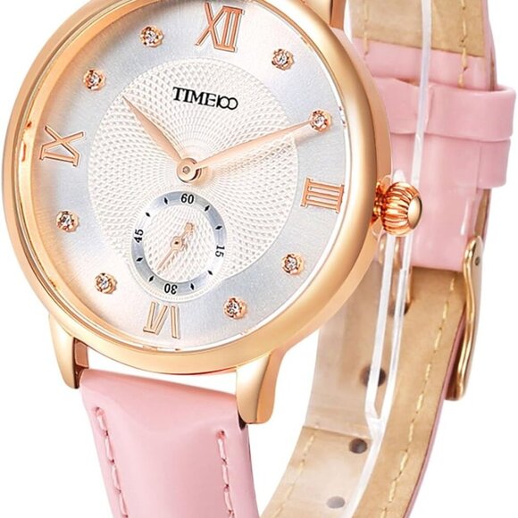 Womens Fashion Quartz Watch with Roman Numerals Fashion Diamond Leather Band Ana - Picture 2 of 9